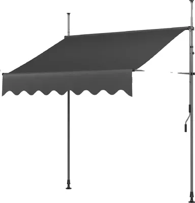 Image de Marquise de balcon Patio, rétractable, protection UV50+, installation facile, gris 300 x 120 cm