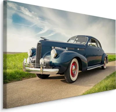 Zdjęcie produktu dla Obraz do salonu samochód retro zieleń droga Dekoracja Abstrakcyjna 3D 70x50cm