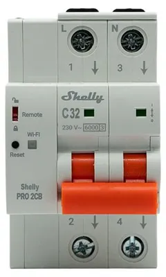 Immagine prodotto di Shelly Pro 2CB C32, interruttore automatico miniaturizzato, 6000 A, 160 - 230 V