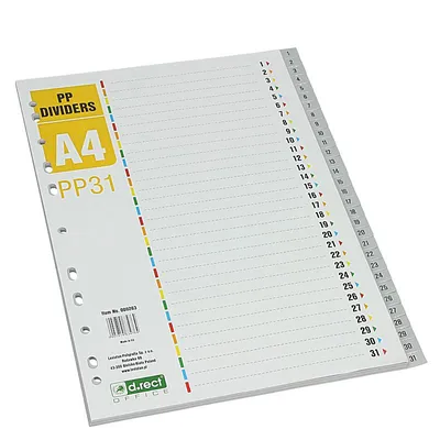 Produktbild von Zahlenregister A4 Register 1 - 31, grau