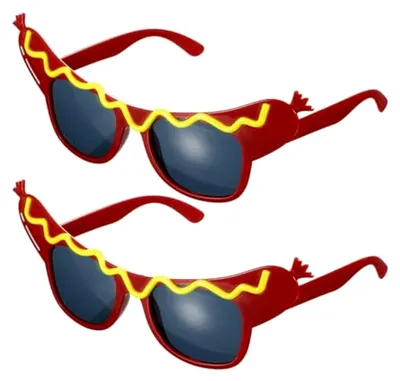 Produktbild von 2 Stück Party Hot Dog Sonnenbrille Lustige Brille Hässliche Sonnenbrille Kostüzzubehör Karneval Spaßbrille für Maskerade Mottopartys Halloween Weihnachten