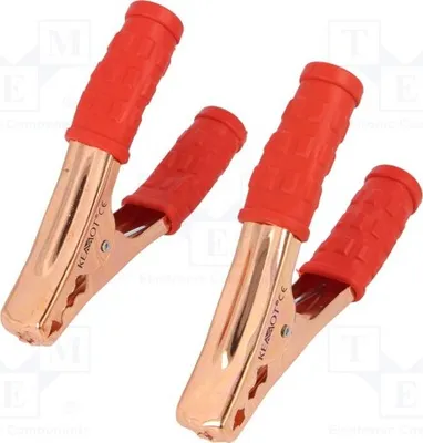 Immagine prodotto di 2 morsetti a coccodrillo, lunghezza: 150 mm, capacità di serraggio: max. 290 mm, 400 A, colore: rosso. Morsetti a coccodrillo, altri modelli disponibili