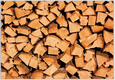 Produktbild von Wallario Wandbild Holzstapel gehackt - Holzscheite für den Kamin, Größe: 70,30 x 100,30 cm, Poster mit weißem Kunststoffrahmen