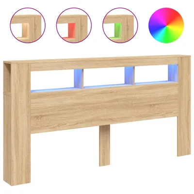 Immagine prodotto di vidaXL Testata LED rovere Sonoma 200x18,5x103,5 cm Materiale a base di legno