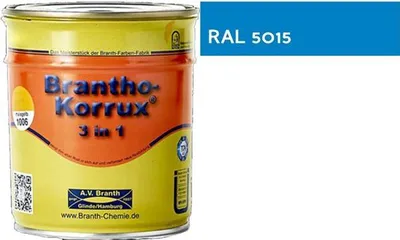 Produktbild von Brantho Korrux 3in1 Metallschutzfarbe 750ml RAL 5015 himmelblau seidenglänzend