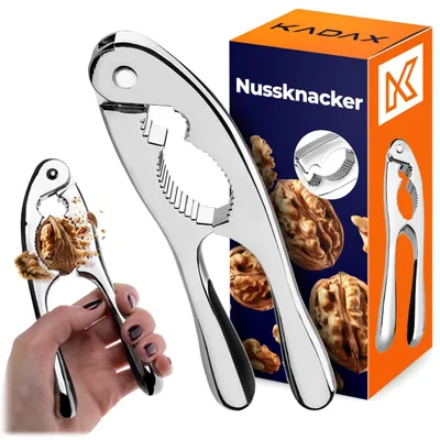 Produktbild von KADAX Nussknacker aus vernickeltem Stahl, manueller Nussöffner für müheloses Knacken von Walnüsse, Haselnüsse, Mandeln & mehr, Walnussknacker (Silber)