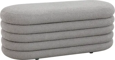 Produktbild von SVITA BLOSSOM XL Hocker mit Stauraum Sitzbank Sitztruhe Sitzhocker Ottomane Boucle-Bezug Hellgrau