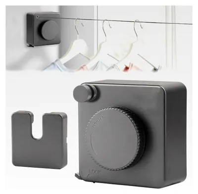 Produktbild von Ausziehbare Wäscheleine für die Wand, 4,8 m Edelstahl, nicht durchhängend, Trocknen von Kleidung ohne Bohren für Innen- und Außenbereich, Balkon, Waschküche, Camping (Grau)