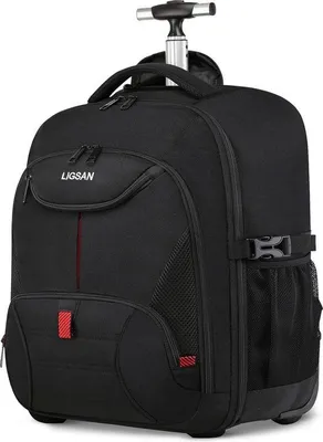 Produktbild von Unyqoos® Trolley-Rucksack 45 L – Rollrucksack für Erwachsene, schwarz, wasserdicht, gepolstertes Laptopfach bis 17,3 Zoll, 50 cm Teleskopgriff, 3 Hauptfächer