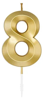 Immagine prodotto di Candela numerica per torte, 6 cm, dorata, numero 8