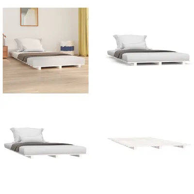 Produktbild von vidaXL Massivholzbett Weiß 100x200 cm Kiefer - Bettrahmen - Bettgestell - Bett - Schlafzimmerbett