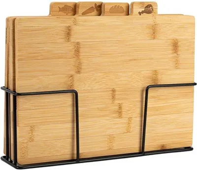 Produktbild von Famanu Schneidebrett-Set 4-teilig mit Halter, 28 x 20 cm, ideal für die Küche