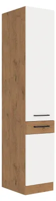 Produktbild von Vigo Hochschrank 40 Eiche Lancelot Weiß Hochglanz Küchenzeile Küchenblock Küche