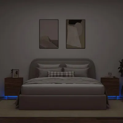 Obrázek produktu pro vidaXL Noční stolky s LED světly 2 ks. Hnědý materiál na bázi dubového dřeva