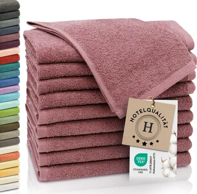 Produktbild von 10er Set Gästetücher, Baumwolle, 30x50 cm, 420g/qm, altrosa (rosa)