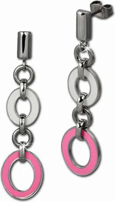 Immagine prodotto di Amello gioielli per orecchie da donna in acciaio inossidabile con smalto rosa e bianco ESOG01P