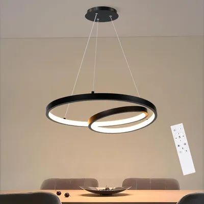 Image de ZMH Lampe suspendue de table à manger Lampe à suspension LED : 40CM Noir Lampe suspendue Dimmable Lampe à suspension Design Lampe de salle à manger Lampe de table à manger avec télécommande