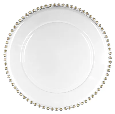 Eleganter Platzteller mit goldenen Perlen am Rand