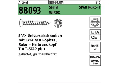 Produktbild von SPAX Rundkopf WIROX, 4x30/27mm, TRX20 200 Stück