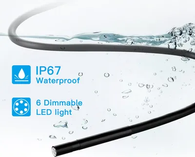 Obrázek produktu pro Průmyslový endoskop, inspekční kamera Boorscope, 6 nastavitelných LED diod s objektivem o průměru 5,5 mm a vysokou kamerou 5,0 MP a 5,0 MP (2 m)