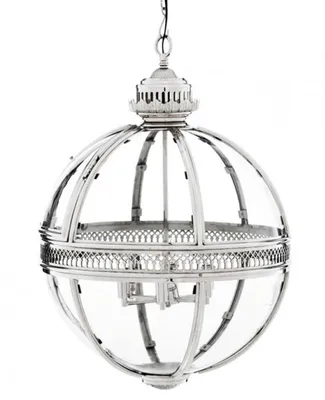 Produktbild von Casa Padrino Barock Hängeleuchte vernickelt Kugel Silber Durchmesser 60 cm, Höhe 88 cm - Barock Schloss Lampe Leuchte Laterne