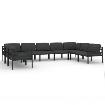 Produktbild von vidaXL 9-tlg. Garten-Lounge-Set mit Kissen Aluminium Anthrazit