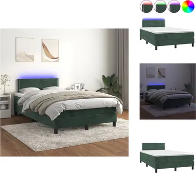 Produktbild von vidaXL Boxspringbett mit Matratze & LED Dunkelgrün 120x200 cm Samt -  Betten & Bettgestelle