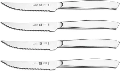 Imagen del producto de Juego de cuchillos para carne Henckels, acero inoxidable, color plateado, de 4 piezas