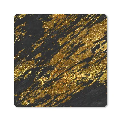 Produktbild von MuchoWow® Mauspad Mousepad Marmor - Gold - Schwarz 20x20 cm - Mousepads - Maus Mat - Pad - Mausunterlage - Desk Mat - Bureauartikeln