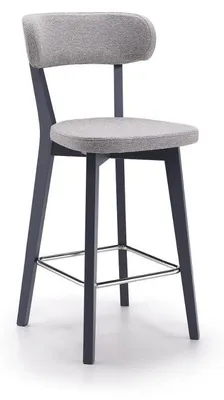 Immagine prodotto di Sgabello da bar con rivestimento in tessuto grigio e struttura in metallo nero