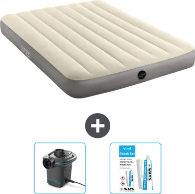 Produktbild von Intex Airbed - Doppelbett - 137 x 191 x 25 cm - Beige - Im Lieferumfang enthalten Pumpe en Reperaturset