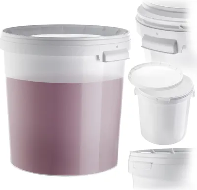 Immagine prodotto di Secchio per fermentazione KADAX 33L bianco con coperchio e maniglia per il trasporto, contenitore in plastica per vino, contenitore per fermentazione per la produzione di vino, grande secchio per la fermentazione di vino o birra