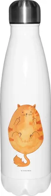 Produktbild von Mr. & Mrs. Panda Thermosflasche Katze Frühaufsteher - Weiß - Geschenk, Katzen, Tiger, Trinkflasche, Thermos, trinkflaschen, Edelstahlflasche, Miau, Kaffee