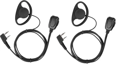 Produktbild von Retevis Funkgerät Headset, 2 Pin D-Form Ohrhörer, Kopfhörer Kompatibel RT24 RT28 RT15 RT617 BF-88E BF-888S Radioddity GA-2S Tyhbelle Kennwood (2 STK.)