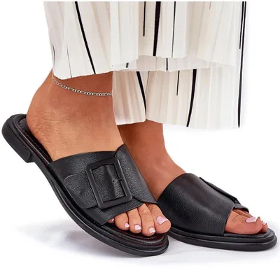 Produktbild von Damen Leder Sandalen mit Schnalle D&A SJ2302-01 Schwarz 36