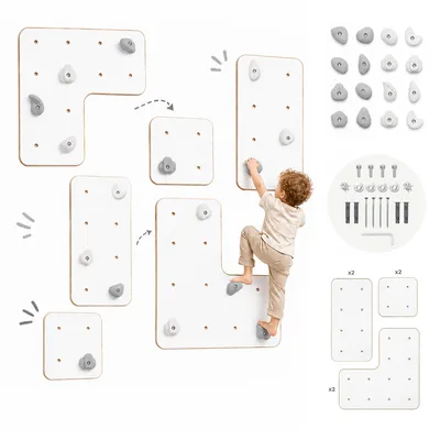 Produktbild von MAMOI ® Kletterwand für Kinder, modulare Kletterwand für das Kinderzimmer, Holz-Kletterwand für den Innenbereich