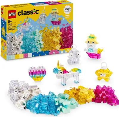 Zdjęcie produktu dla LEGO Classic Magiczny zestaw z przezroczystymi klockami, Zabawki dla Dzieci do Zbudowania, Kolorowy Zestaw dla Początkujących do Kreatywnej Zabawy, Pomysł na Prezent dla 5-latka, 11040