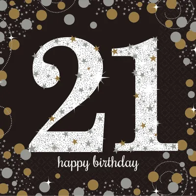 Produktbild von 16 Golden 21st Birthday Servietten 33cm