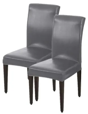 PU-Stuhlhülle, wasserdicht, 2 Stück, grau, 38–49 cm Sitzfläche