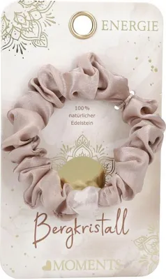 Produktbild von Depesche Moments Premium Scrunchie mit Bergkristall Herz, perlmutweiss, Natürlicher Edelstein, Haargummi, 1 Stück