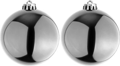 2 Stück XXXL Weihnachtsbaumkugeln Dekokugel Silber Ø 25cm