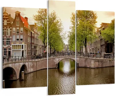 Produktbild von Bild auf Leinwand - Leinwandbild - Kanal Wasser Amsterdam Fahrrad - 95x80cm - Wand Bild - Wanddeko - Leinwanddruck - Bilder - Kunstdruck - Wanddekoration - Leinwand bilder - Wandkunst - CB95x80-2697