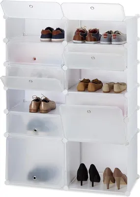 Zdjęcie produktu dla Biały regał na buty z 12 półkami, mieszczący 24 pary – rozmiar XXL, wymiary 125 x 94 x 37 cm