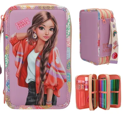 Produktbild von TopModel TOPModel 3 Fach Federtasche mit Anhänger GIRL POWER