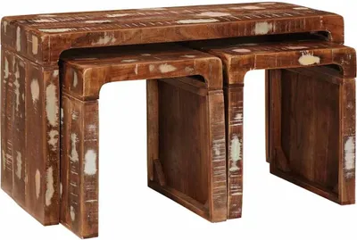 Zdjęcie produktu dla vidaXL Zestaw stolików kawowych, 3 sztuki, brązowe, 82 x 40 x 46 cm