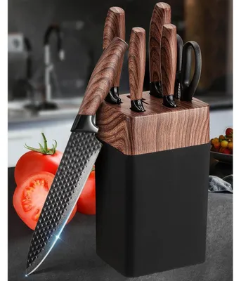 Produktbild von Messerblock Set 7-teilig mit Block Schwarz Edelstahl Ergonomische Griffe PP-Verbundmaterial