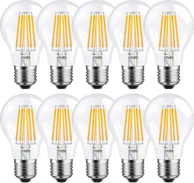 Produktbild von 10 x LED Filament Leuchtmittel Birne A60 8W = 75W E27 klar 1055lm Tageslicht 6500K kaltweiß