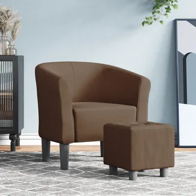 Obrázok produktu pre Maison Exclusive – Kreslo s podnožkou, hnedá farba, látka
