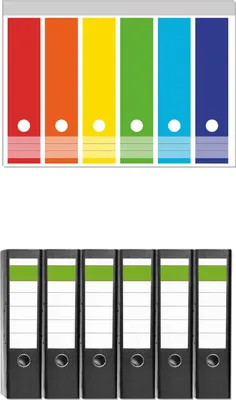 Produktbild von Wallario 6 Stück breite Ordner inkl. Klebeetiketten mit Motive Kräftiger bunter Regenbogen - Set mit Rückenschildern / Ordnerrücken Stickern
