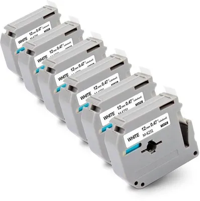 Zdjęcie produktu dla Taśma do etykiet M-K231 - Czarny nadpis na białym - 12 mm - 6 sztuk